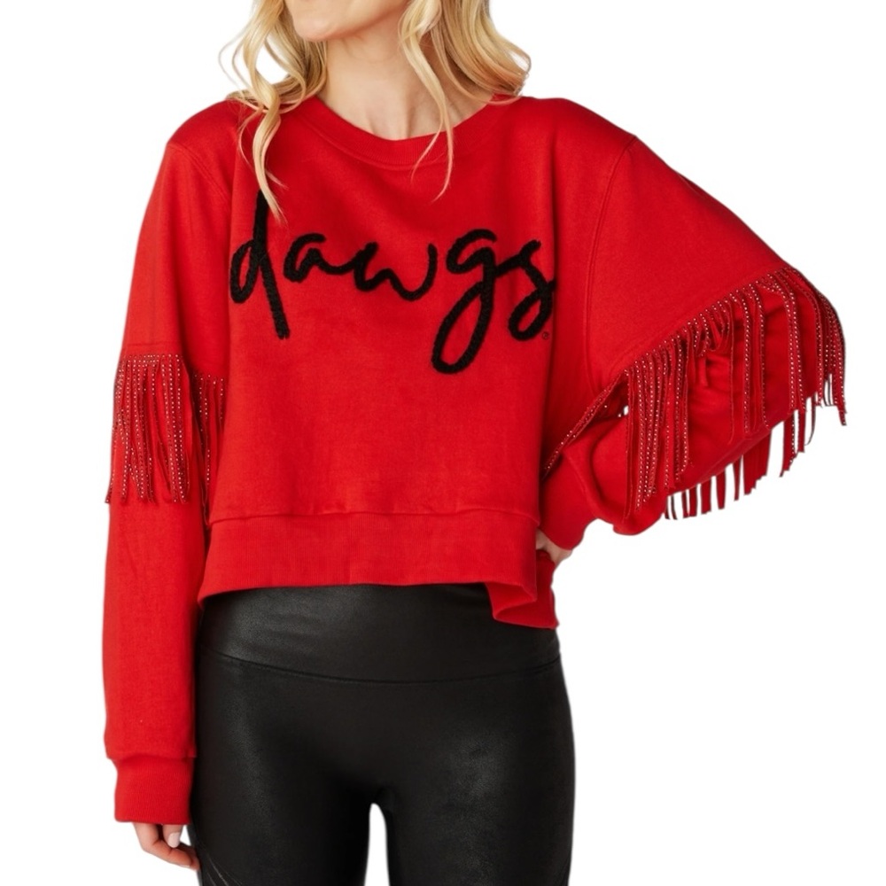 Red Dawgs Fringe Crop Sweatshirt